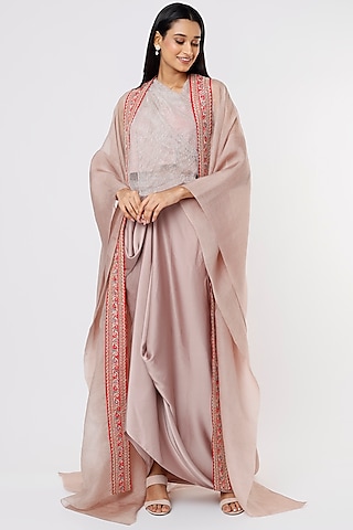 Mauve Satin Skirt Set by RITIKA ARYA JAIN
