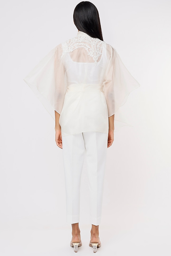 White Organza Cape by RITIKA ARYA JAIN at Pernia's Pop Up Shop