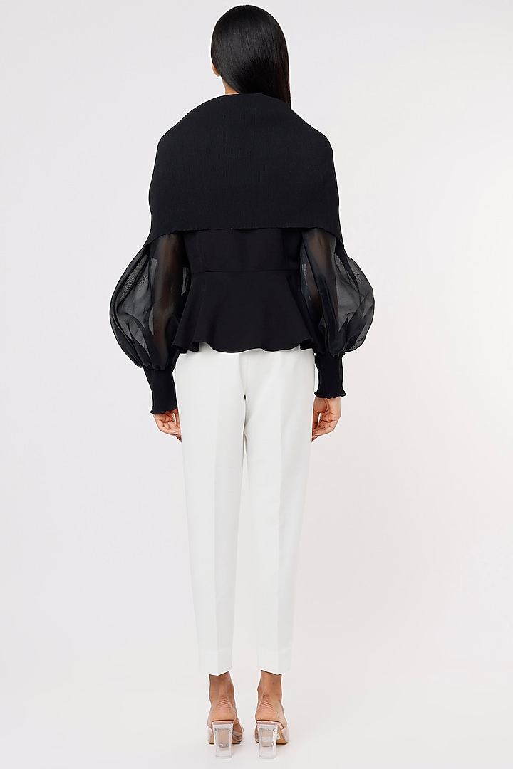 Black Pleated Fabric Top by RITIKA ARYA JAIN at Pernia's Pop Up Shop