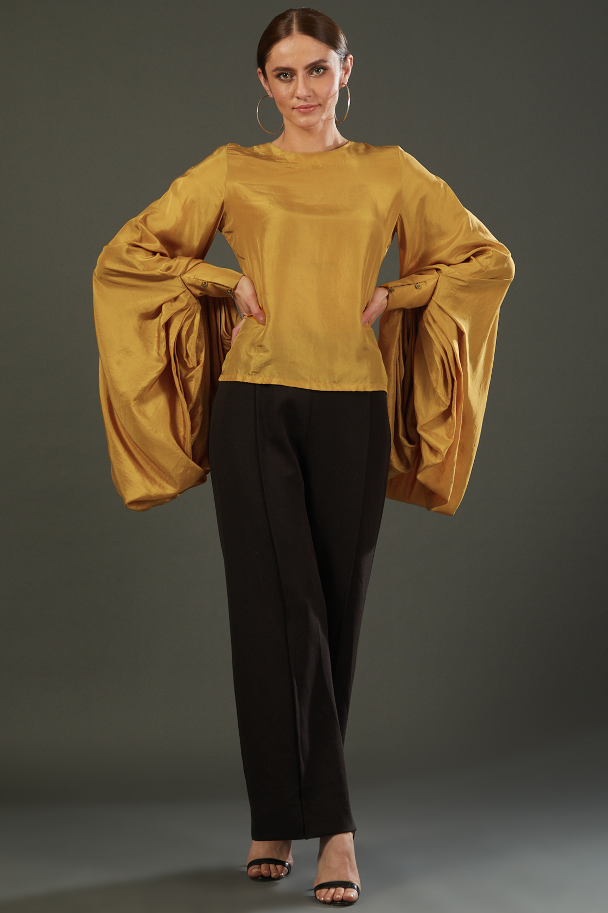 Mustard Silk Top by RITIKA ARYA JAIN at Pernia's Pop Up Shop