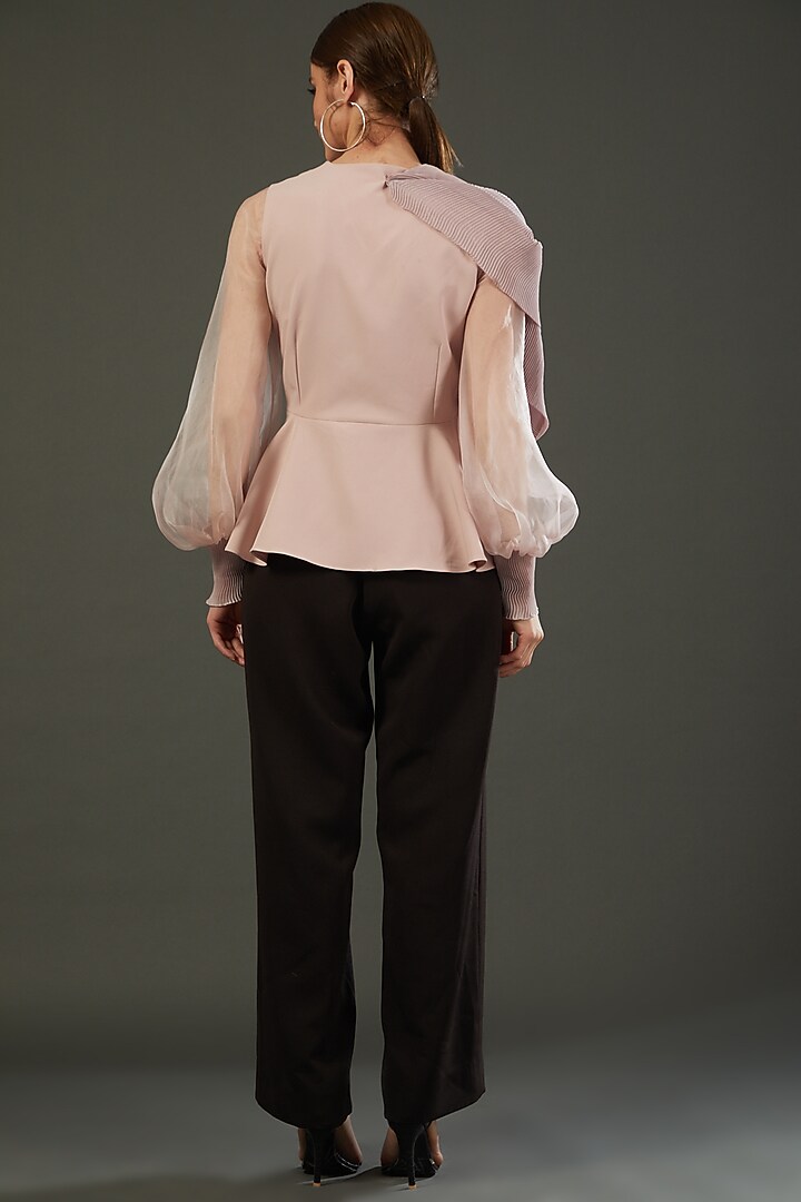 Mauve Crepe Peplum Top by RITIKA ARYA JAIN at Pernia's Pop Up Shop