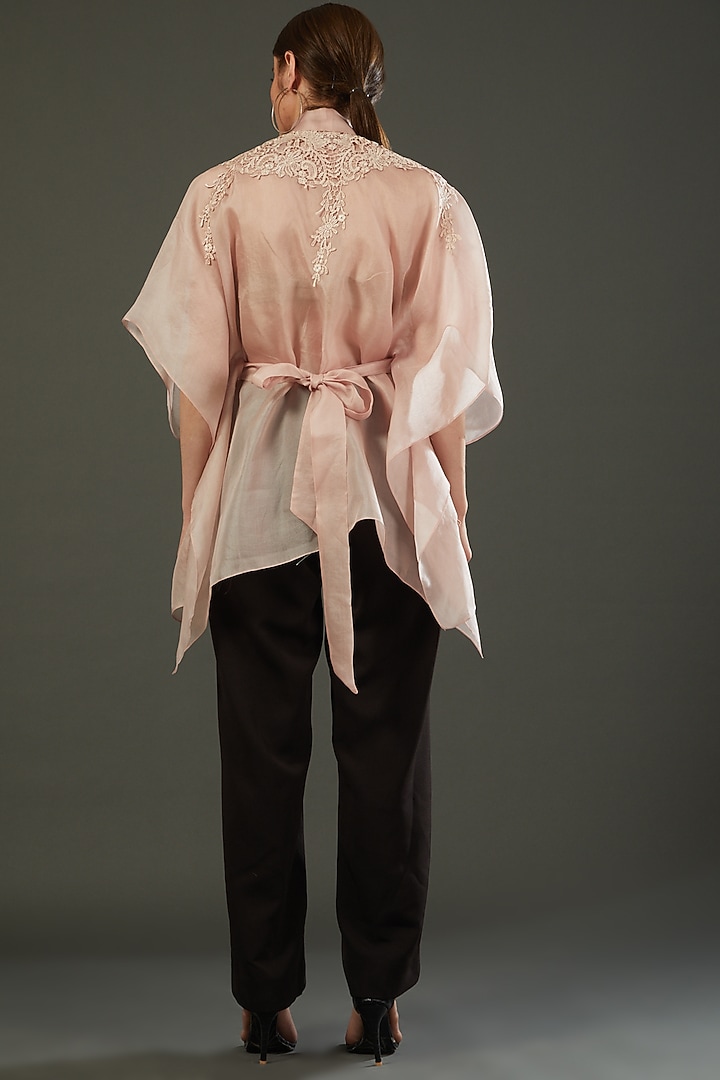 Mauve Organza Cape Top by RITIKA ARYA JAIN at Pernia's Pop Up Shop