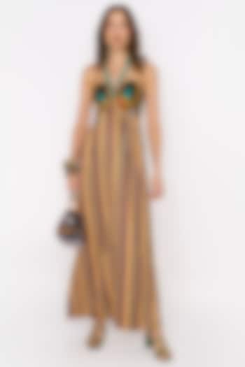 Multi-Colored Silk Striped Maxi Cocktail Dress by Rara Avis at Pernia's Pop Up Shop