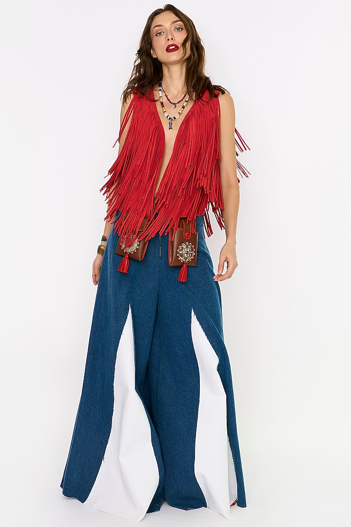 Red Suede & Leather Gilet by Rara Avis at Pernia's Pop Up Shop