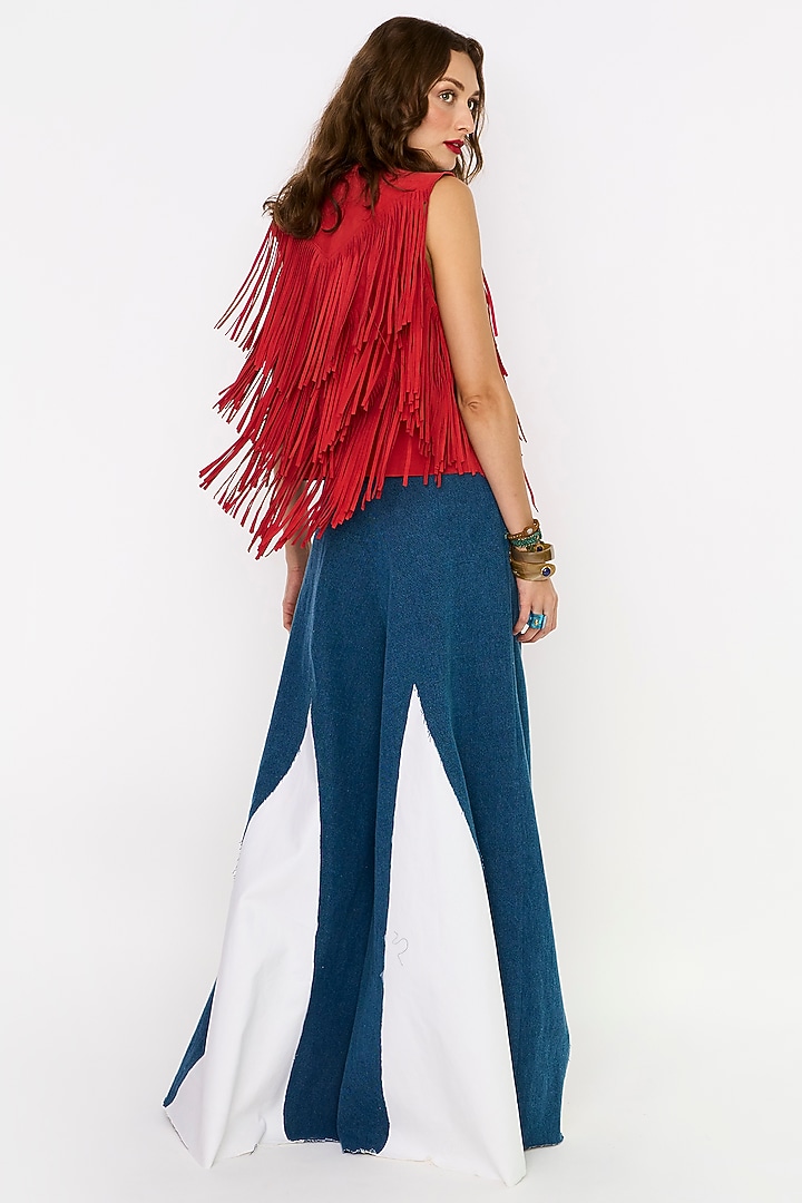Red Suede & Leather Gilet by Rara Avis at Pernia's Pop Up Shop
