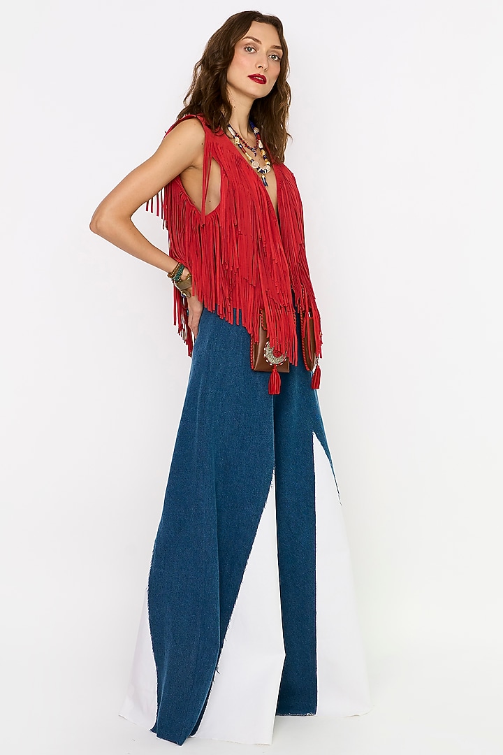 Red Suede & Leather Gilet by Rara Avis at Pernia's Pop Up Shop