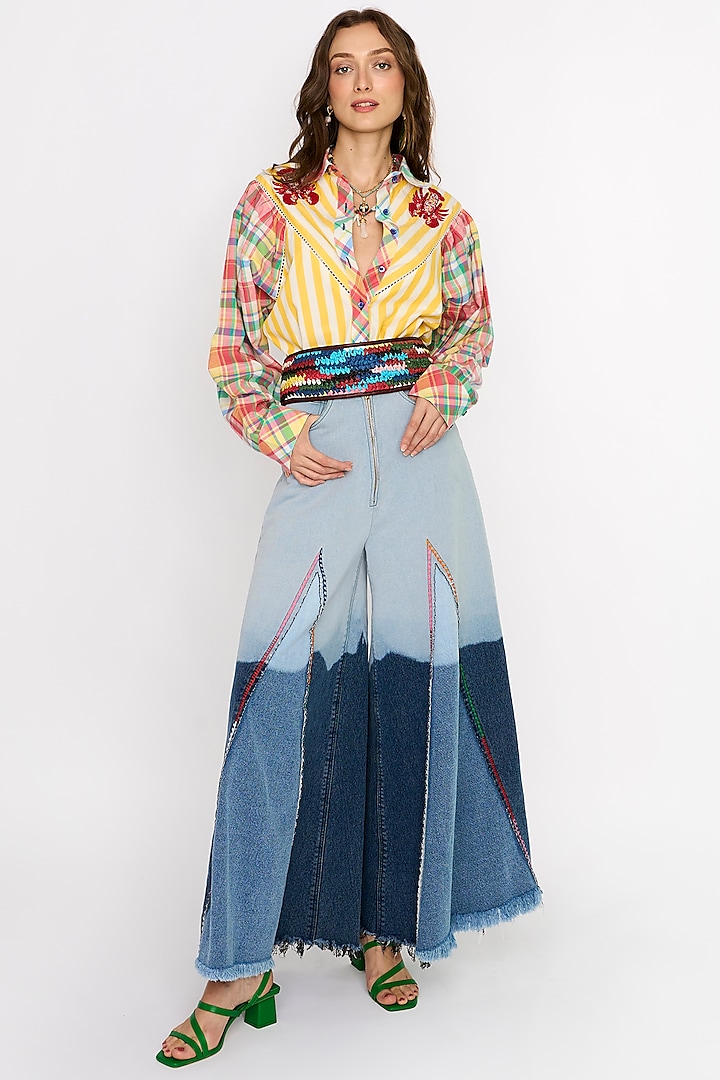 Multi-Colored Cotton Embroidered Shirt by Rara Avis