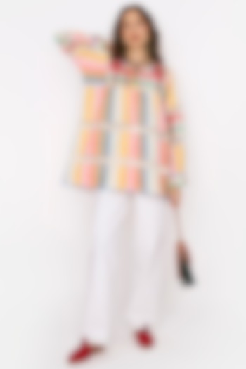 Multi-Colored Cotton Hand Embroidered Top by Rara Avis