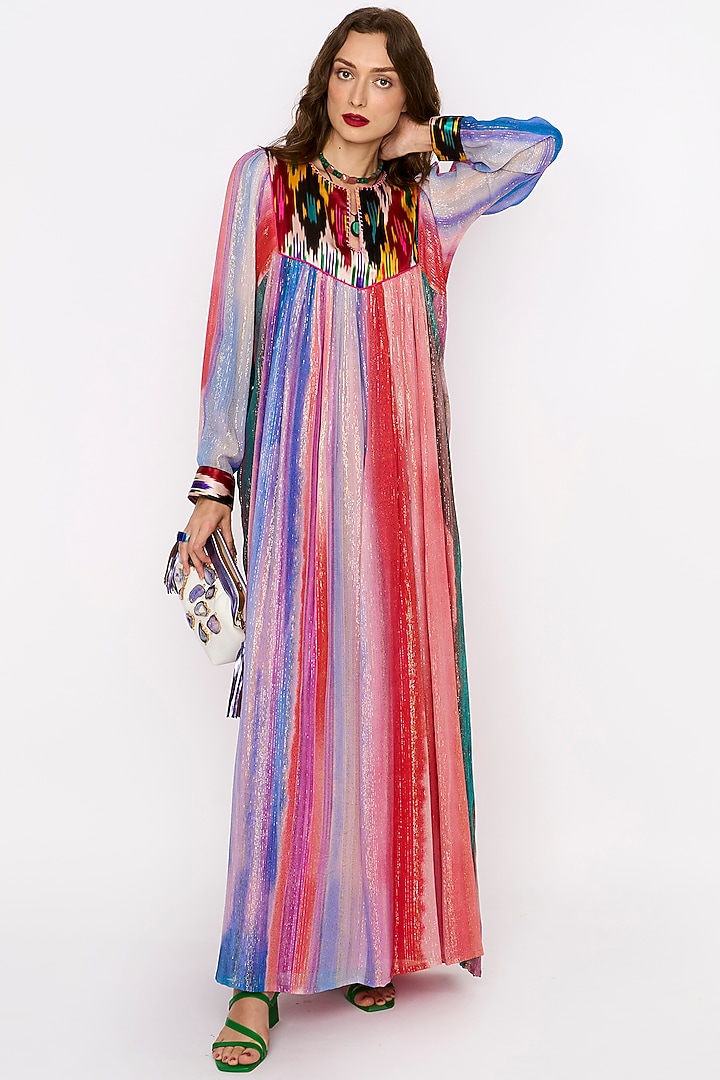 Multi-Colored Lurex Gathered Cocktail Dress by Rara Avis at Pernia's Pop Up Shop