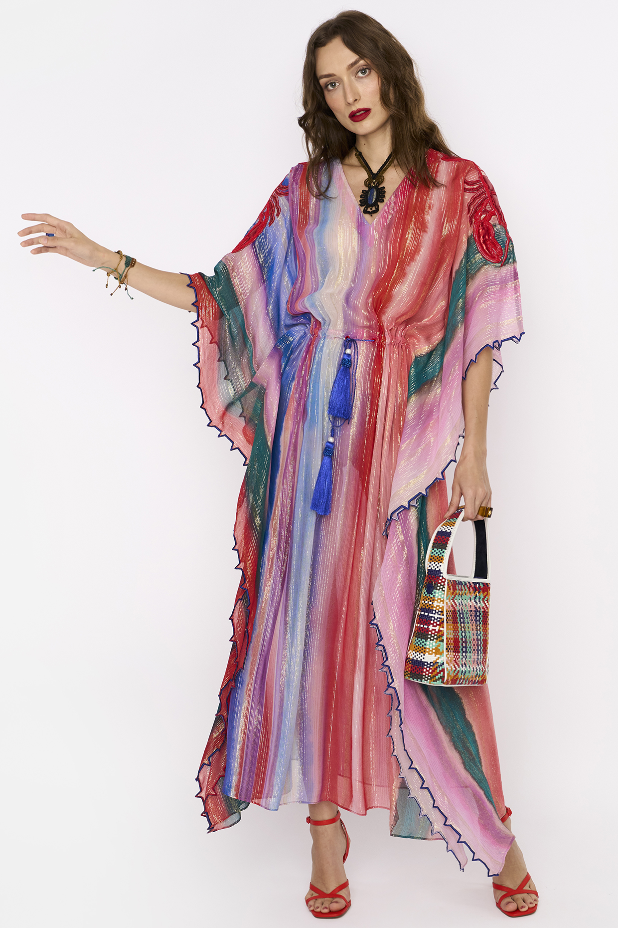 Multi-Colored Lurex Kaftan by Rara Avis at Pernia's Pop Up Shop