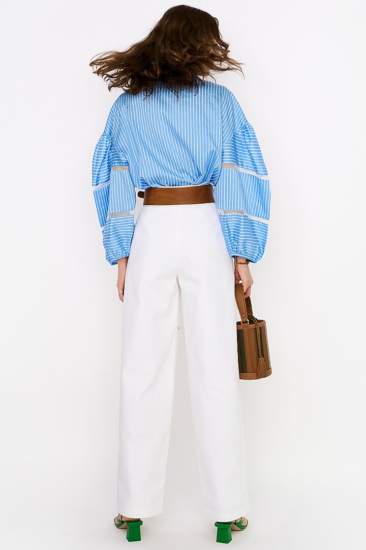 Ink & White Cotton Hand Embroidered Shirt by Rara Avis at Pernia's Pop Up Shop