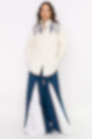 White Cotton Embroidered Shirt by Rara Avis