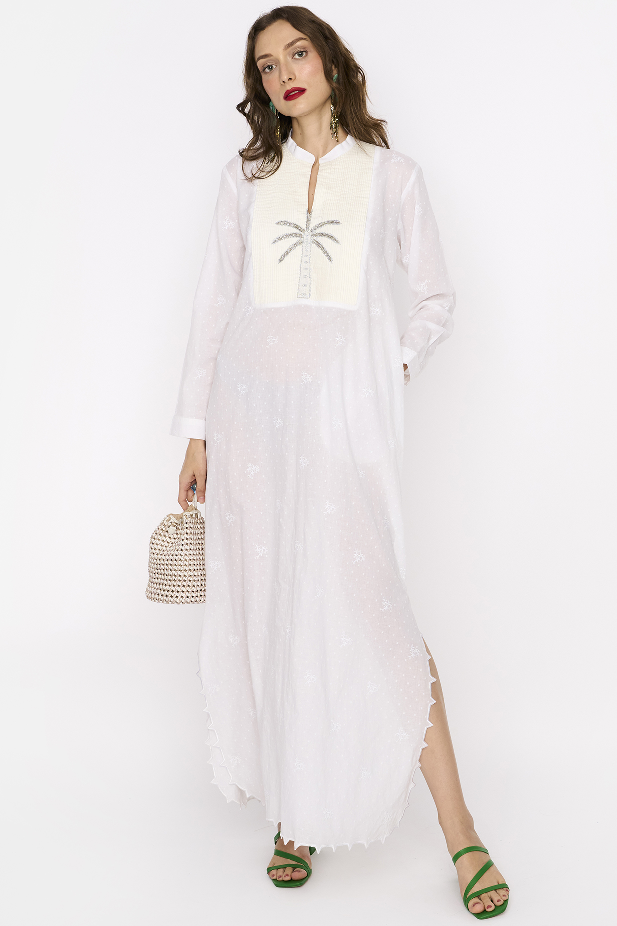 White Cotton Embroidered Vacation Dress by Rara Avis at Pernia's Pop Up Shop