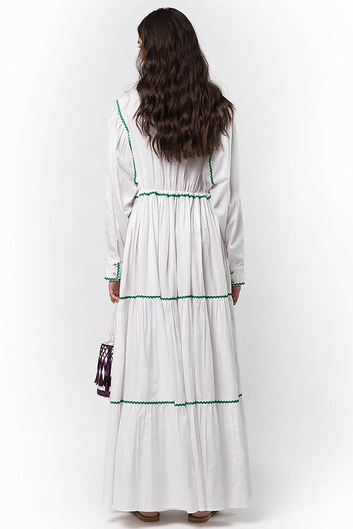 White Hand Embroidered Maxi Cocktail Dress by Rara Avis at Pernia's Pop Up Shop