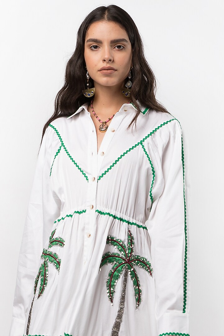 White Hand Embroidered Maxi Cocktail Dress by Rara Avis at Pernia's Pop Up Shop
