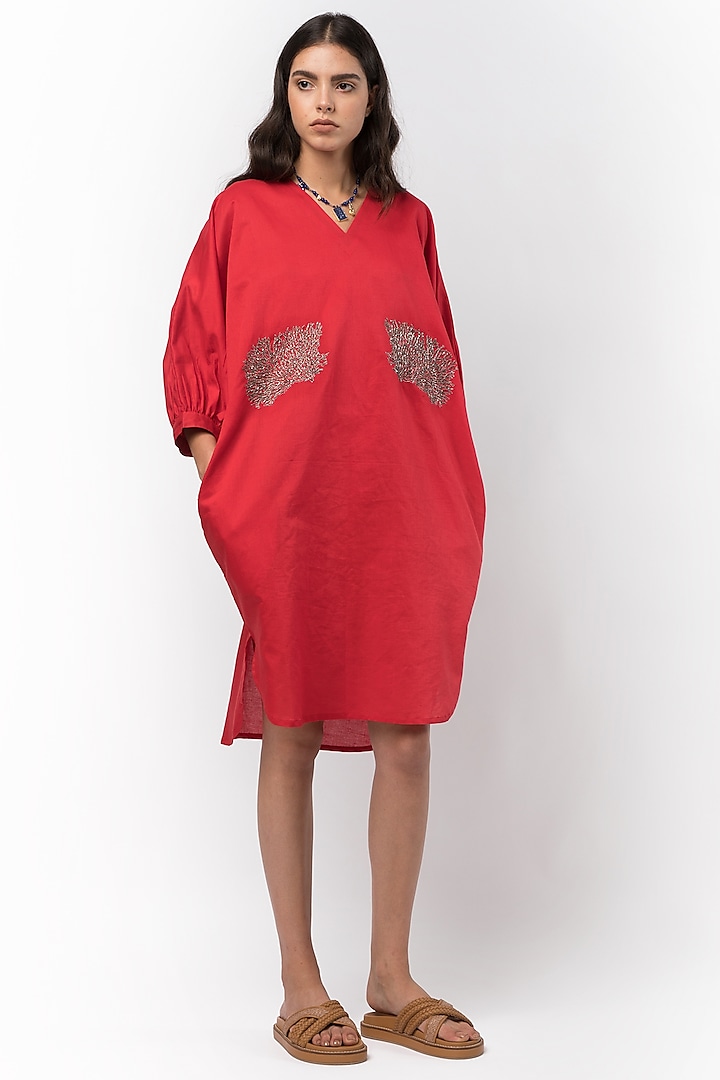 Crimson Red Linen Dress by Rara Avis