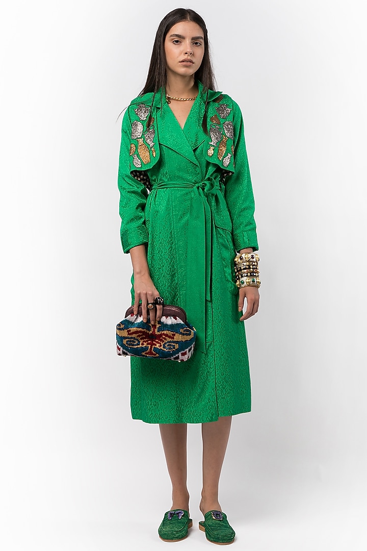 Green Embroidered Jacket Dress by Rara Avis