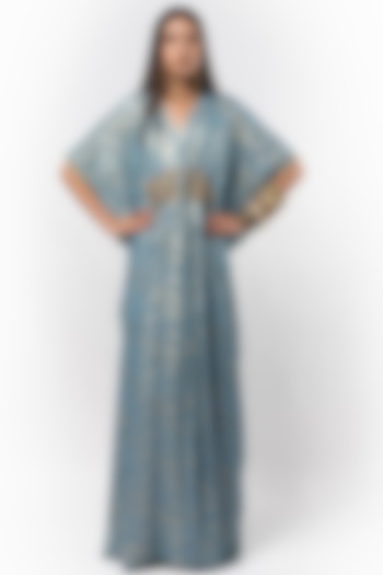 Sky Blue Embroidered Kaftan by Rara Avis at Pernia's Pop Up Shop