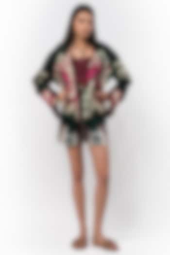 Multi-Colored Handwoven Cotton Bomber Jacket by Rara Avis at Pernia's Pop Up Shop