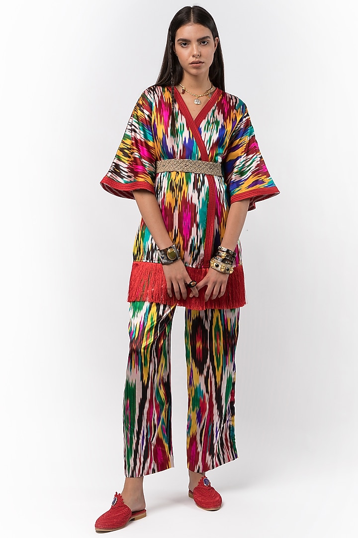 Multi-Colored Silk Kimono Jacket by Rara Avis