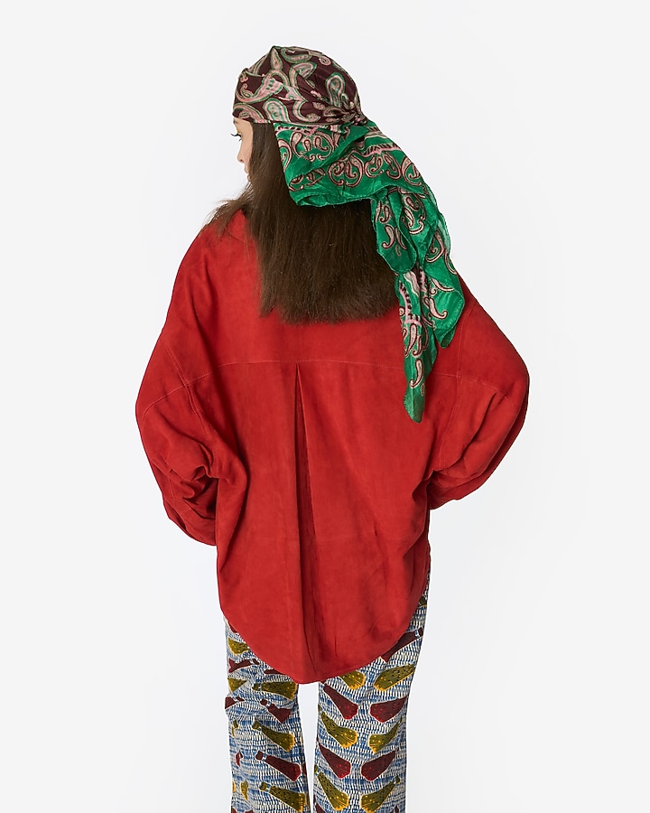 Red Suede Shirt by Rara Avis at Pernia's Pop Up Shop