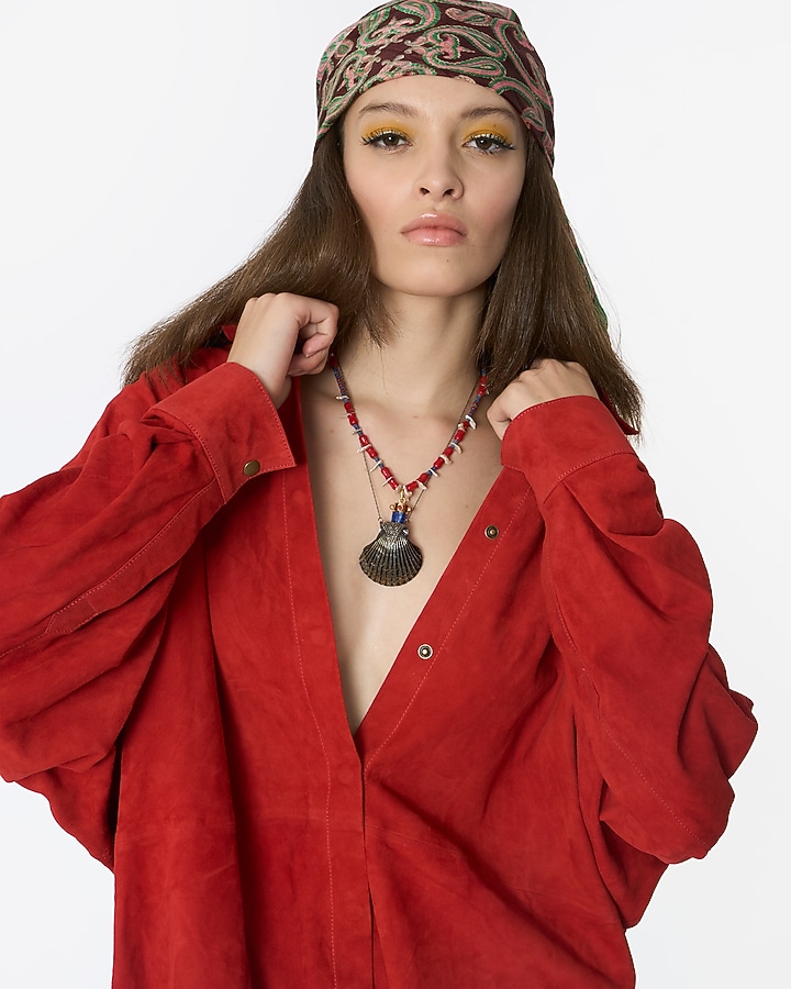 Red Suede Shirt by Rara Avis at Pernia's Pop Up Shop