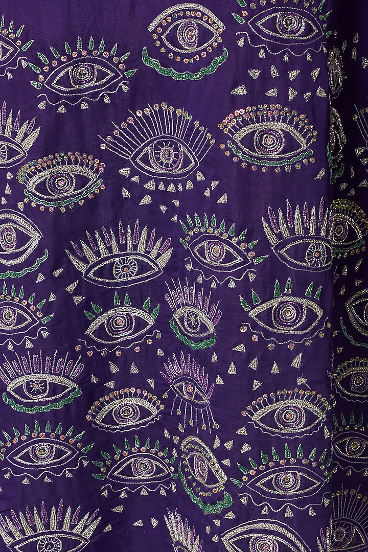 Violet Linen Satin Embroidered Maxi Cocktail Dress by Rara Avis at Pernia's Pop Up Shop