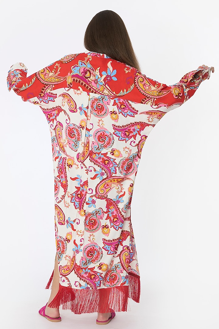 Multi-Colored Cotton Embroidered Maxi Cocktail Dress by Rara Avis at Pernia's Pop Up Shop