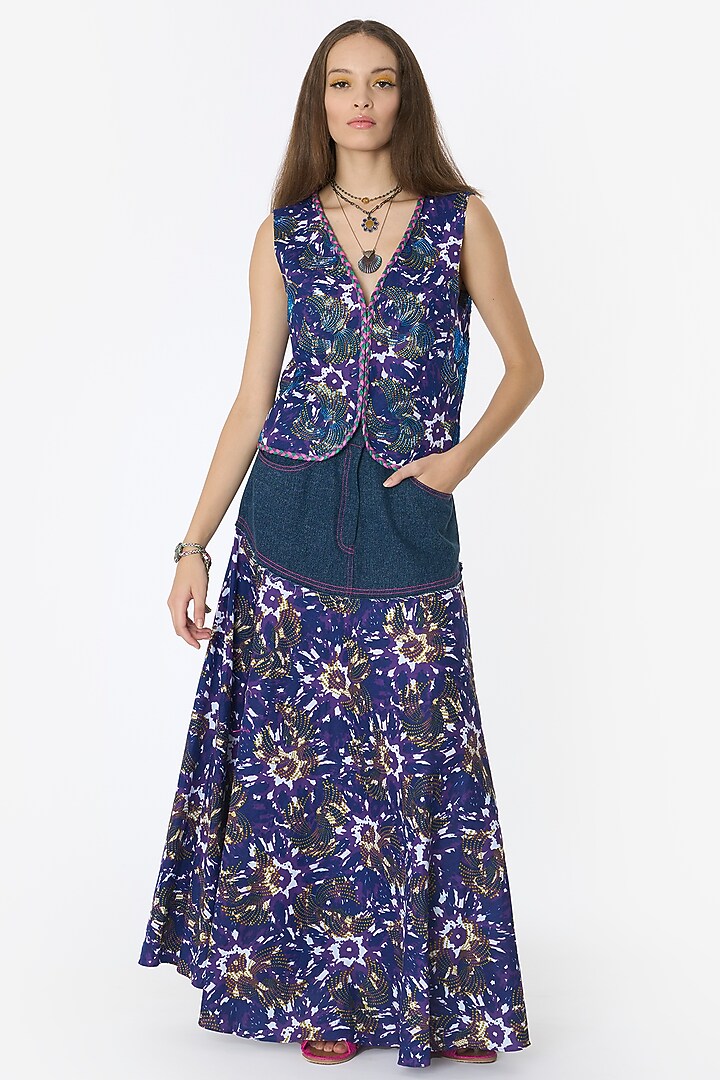 Violet & Blue Cotton African Printed Maxi Skirt by Rara Avis at Pernia's Pop Up Shop