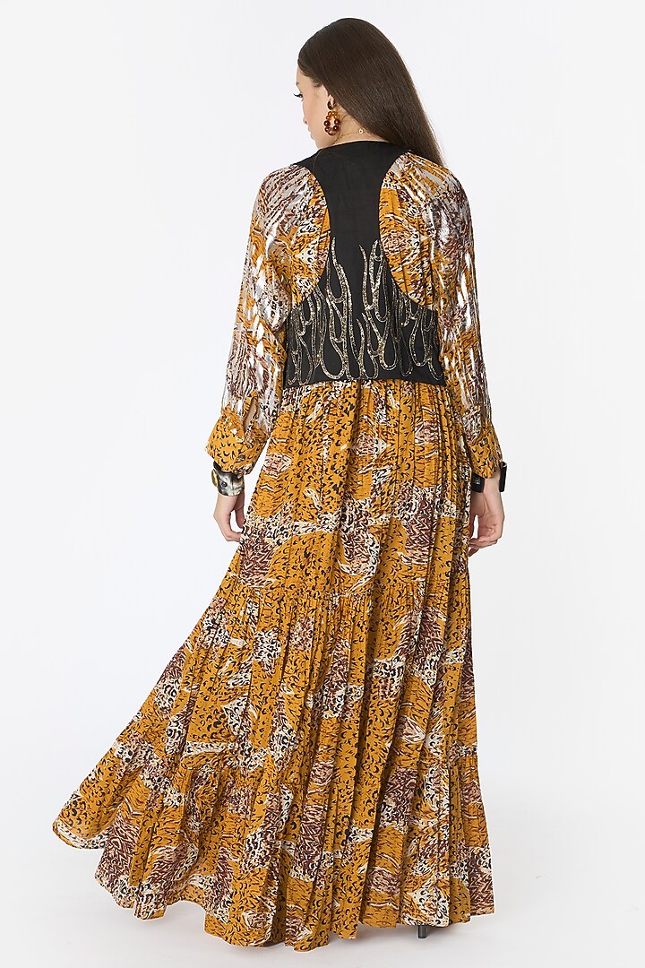 Black Silk Hand Embroidered Waistcoat by Rara Avis at Pernia's Pop Up Shop