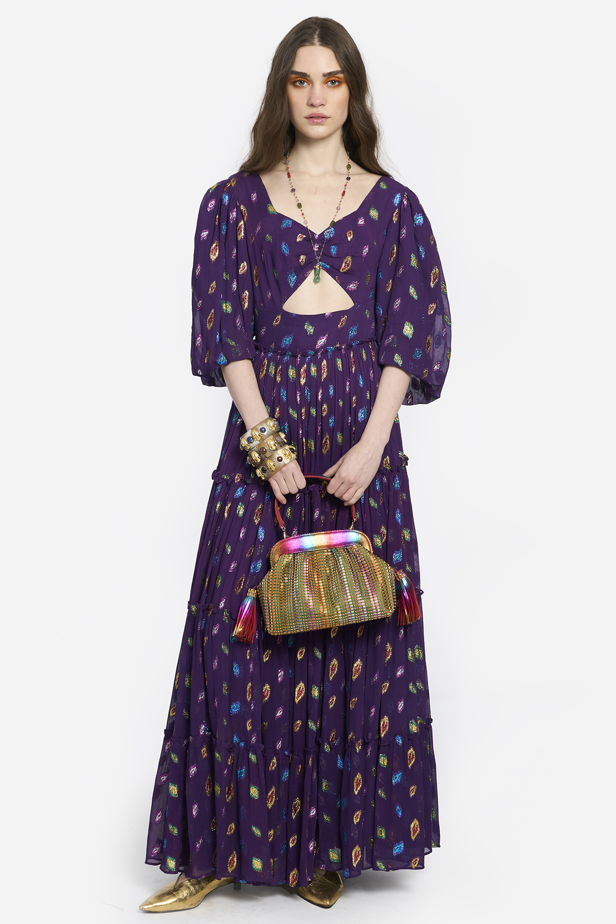 Violet Lurex Maxi Cocktail Dress by Rara Avis at Pernia's Pop Up Shop