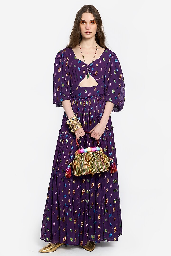 Violet Lurex Maxi Dress by Rara Avis