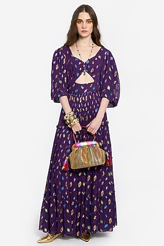 Violet Lurex Maxi Dress by Rara Avis
