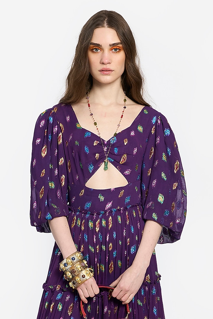 Violet Lurex Maxi Cocktail Dress by Rara Avis at Pernia's Pop Up Shop