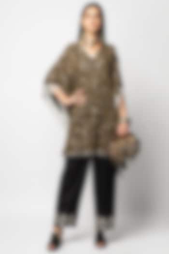 Black Aari Embroidered Kaftan by Rara Avis at Pernia's Pop Up Shop