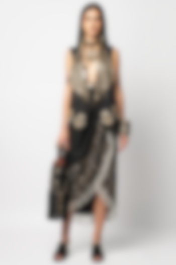 Black Aari Hand Embroidered Gilet Jacket by Rara Avis at Pernia's Pop Up Shop