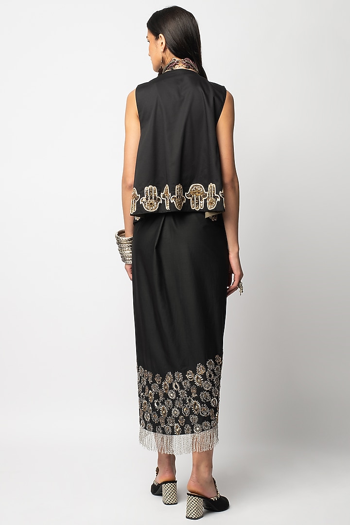 Black Aari Hand Embroidered Gilet Jacket by Rara Avis at Pernia's Pop Up Shop