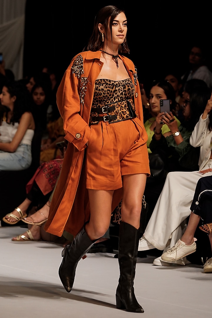 Saffron Linen High-Waisted Shorts by Rara Avis