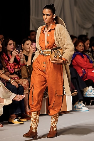 Saffron Linen Safari Jumpsuit by Rara Avis