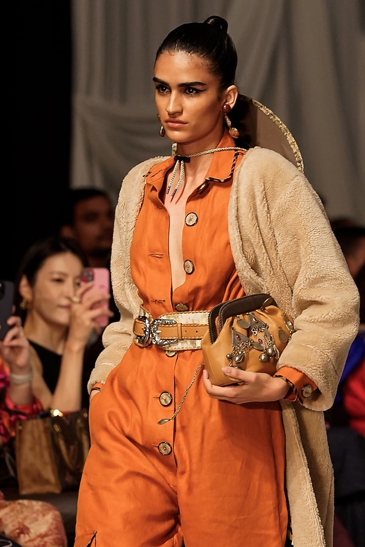 Saffron Linen Safari Jumpsuit by Rara Avis at Pernia's Pop Up Shop