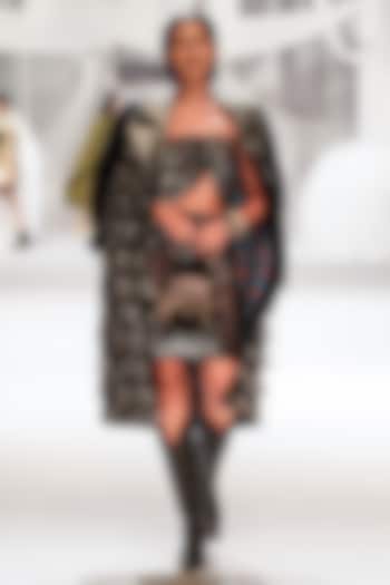 Black Metallic Wool Dabka Hand Embroidered Skirt Set by Rara Avis at Pernia's Pop Up Shop