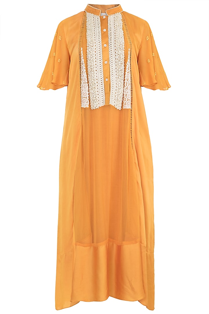 Orange Embroidered Dress by Rriso