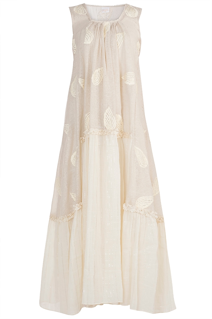 Ivory Embroidered Ruffled Dress by Rriso