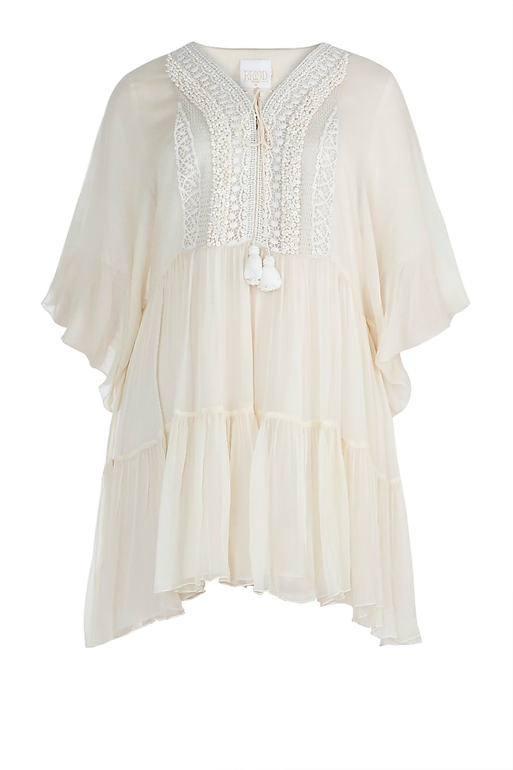 Ivory Embroidered Mini Dress by Rriso