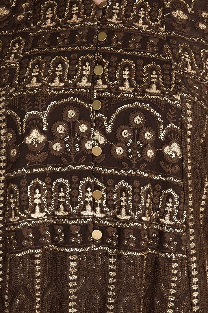 Brown Embroidered Lucknowi Vacation Dress by Rriso at Pernia's Pop Up Shop