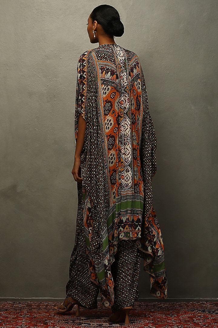 Black Viscose Chinon Mirror Work Cape Set by Ri Ritu Kumar at Pernia's Pop Up Shop