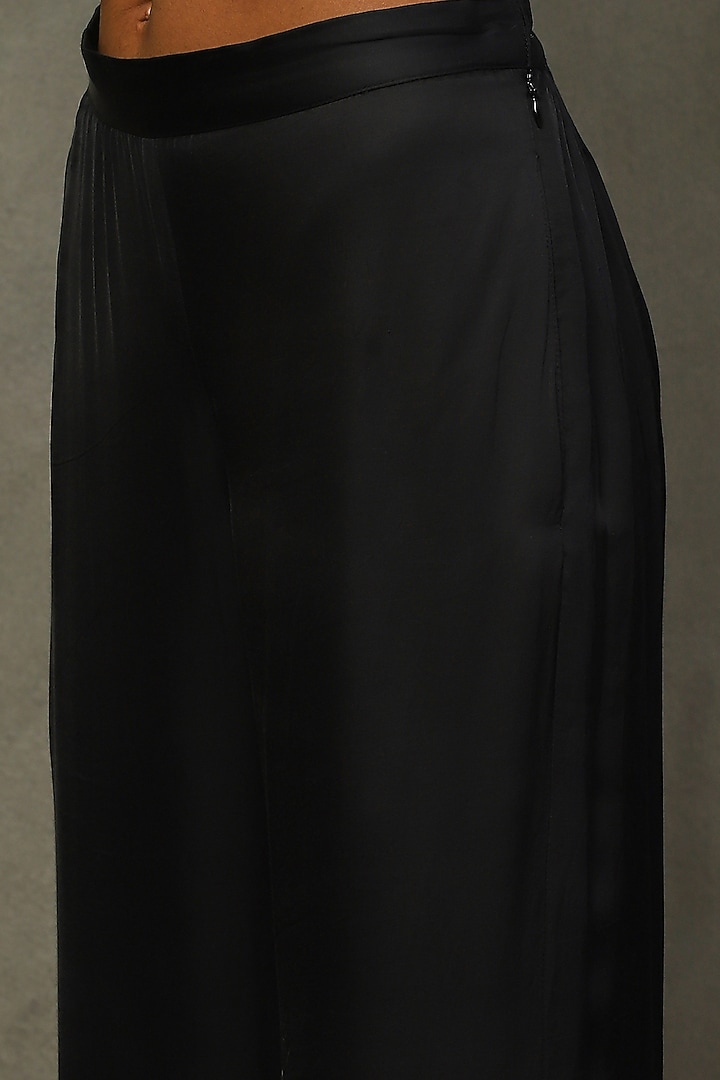 Black & Multi-Colored Silk Satin Embroidered Kurta Set by Ri Ritu Kumar at Pernia's Pop Up Shop