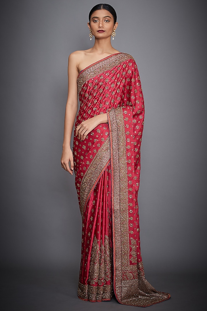 Fuchsia Embroidered Bridal Saree Set by Ri Ritu Kumar at Pernia's Pop Up Shop