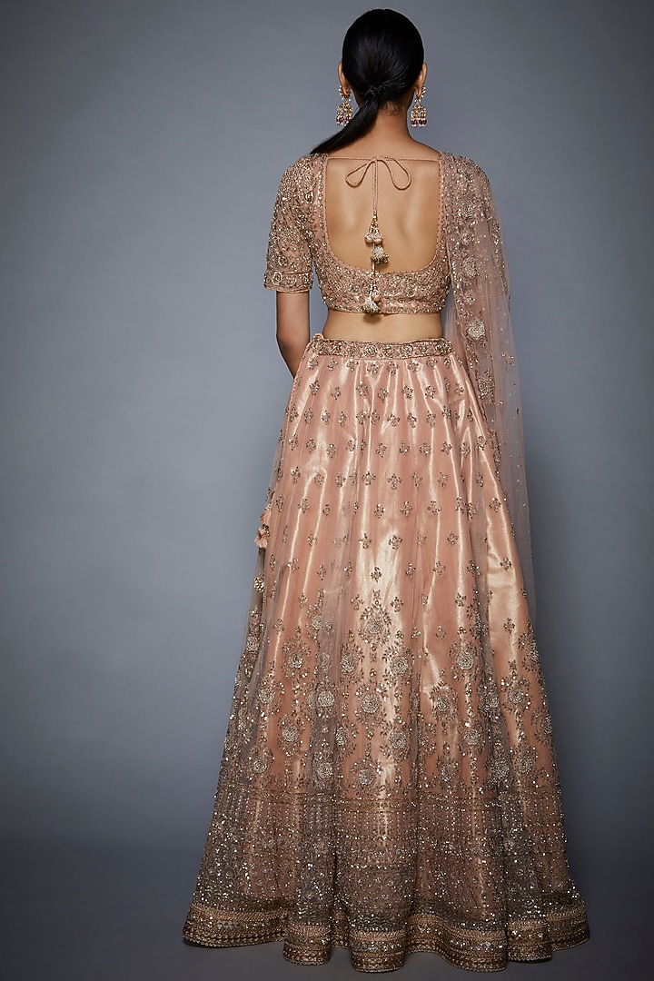 Pastel Pink Embroidered Bridal Lehenga Set by Ri Ritu Kumar at Pernia's Pop Up Shop