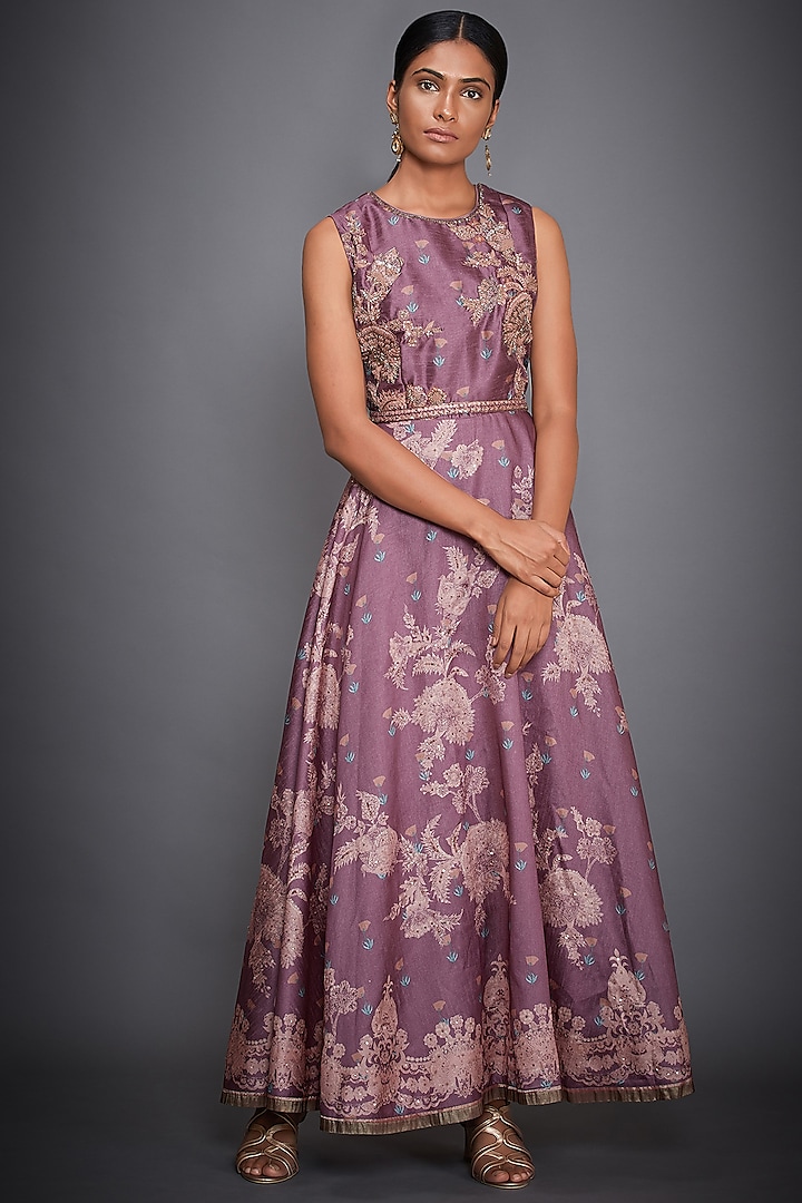Mauve & PInk Embroidered Dress Design by Ri Ritu Kumar at Pernia's Pop ...